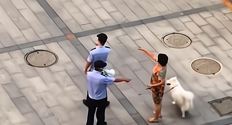 扬州大妈拴绳遛狗还被喊话，爱狗人士怒了，保安：下次，就没收狗 